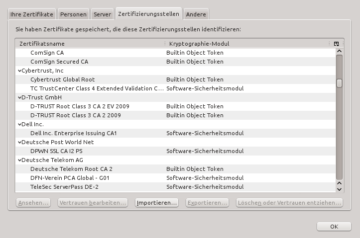 Zertifikate von CAs