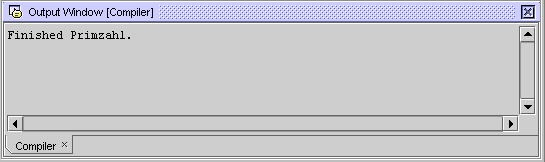Ausgabe-Fenster mit Compiler-Meldung