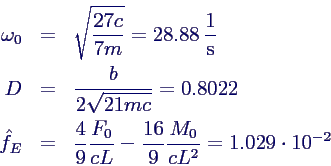 Parameter der Bewegungsgleichung